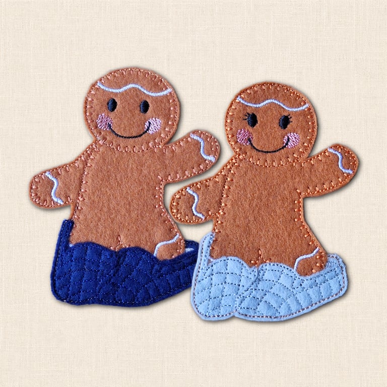 Gingerbread in Dad's Slippers - Embroidered Felt Hanging Decor