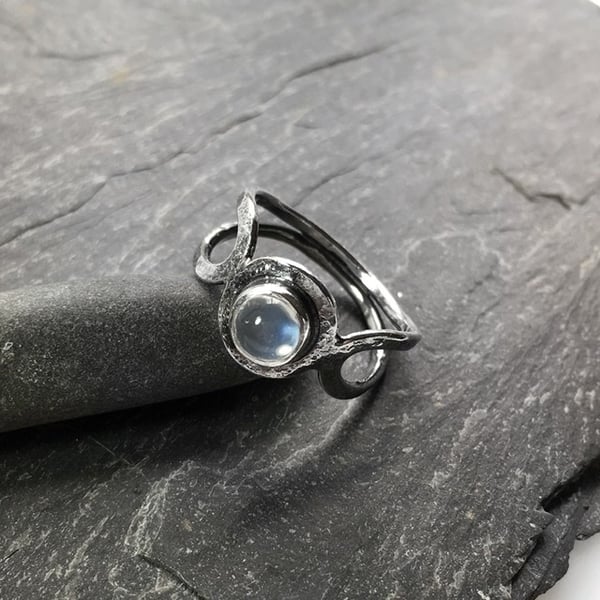 Seconds Sunday- Moonstone and silver ring U.K. size P