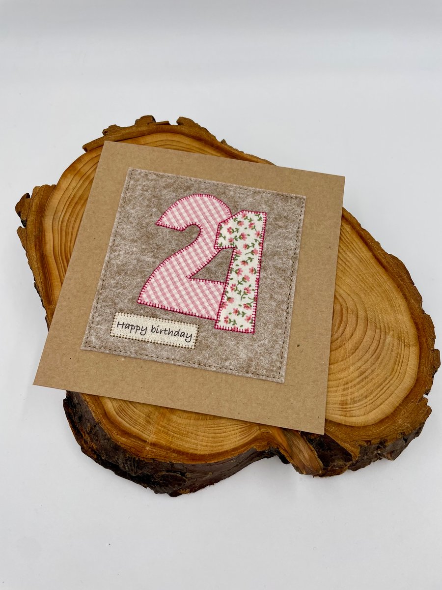 Twenty first appliqué birthday card