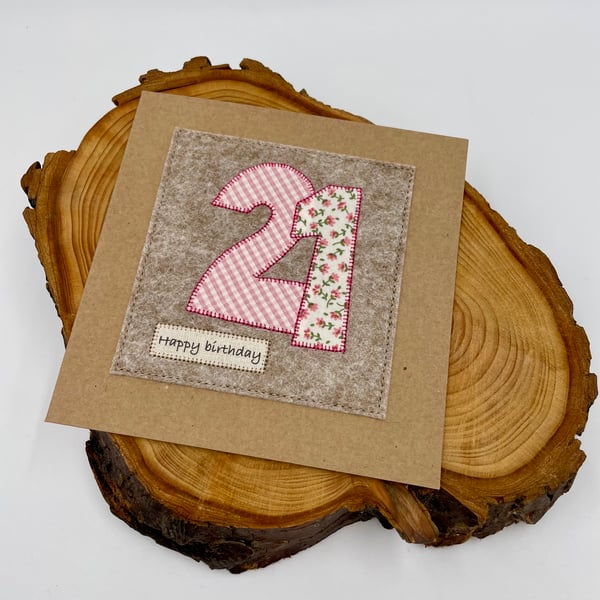 Twenty first appliqué birthday card