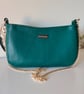 Emerald Green Structured Shoulder Bag – Handcrafted Crossbody with Gold Chain