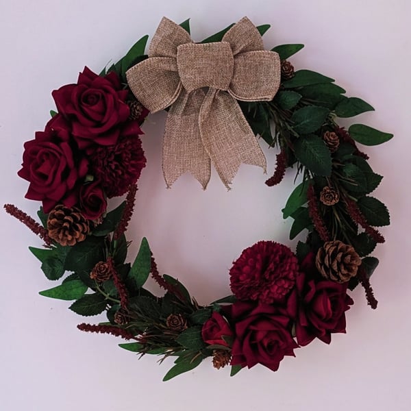 Christmas floral wreath with lights 
