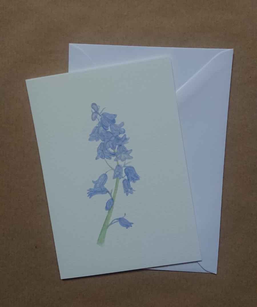 Pastel Bluebells handmade blank inside flower note card