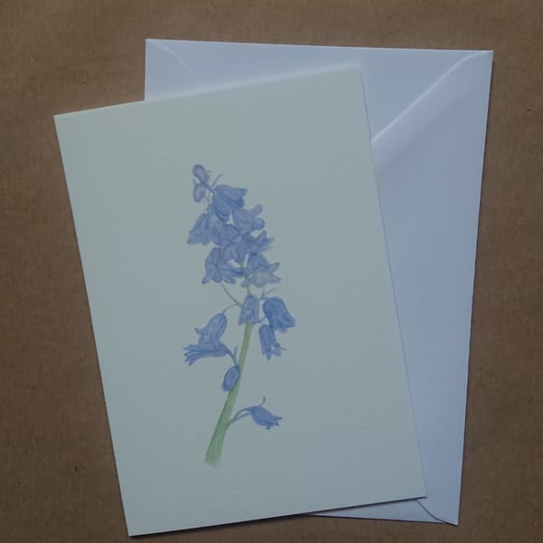 Pastel Bluebells handmade blank inside flower note card