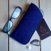Harris Tweed eyeglasses case in cobalt blue