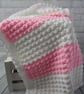 Crochet baby blanket, pink and white blanket, gift for Christening, baby shower - Image 3