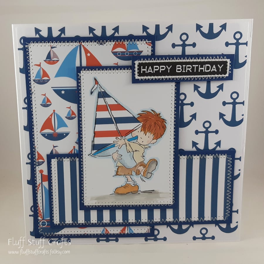 Handmade birthday card - sailing boat