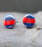 Deep blue and red polymer clay studs 10mm - Image 2