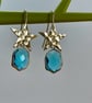 Star crystal drop earrings aquamarine glass beautiful retro - Image 5