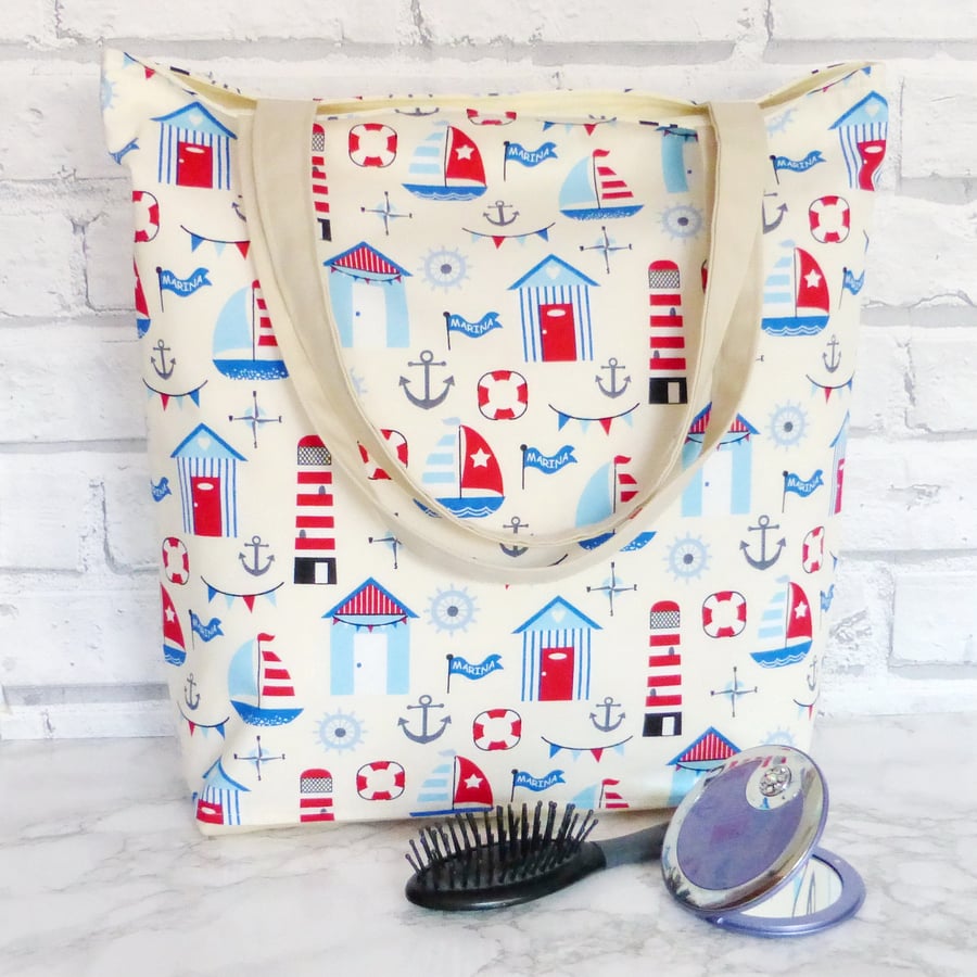 Beach Huts Tote bag, Beach bag, shopping bag.