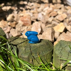 Mini Rabbit in Bright Blue Glass