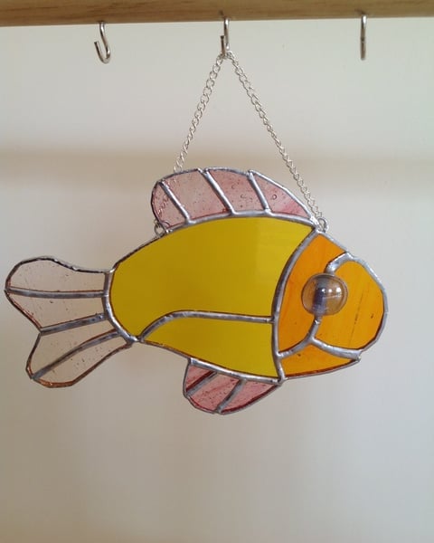 Stained glass hanging fish sun catcher