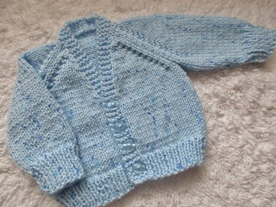 14" Newborn Blue Print V Neck Cardigan