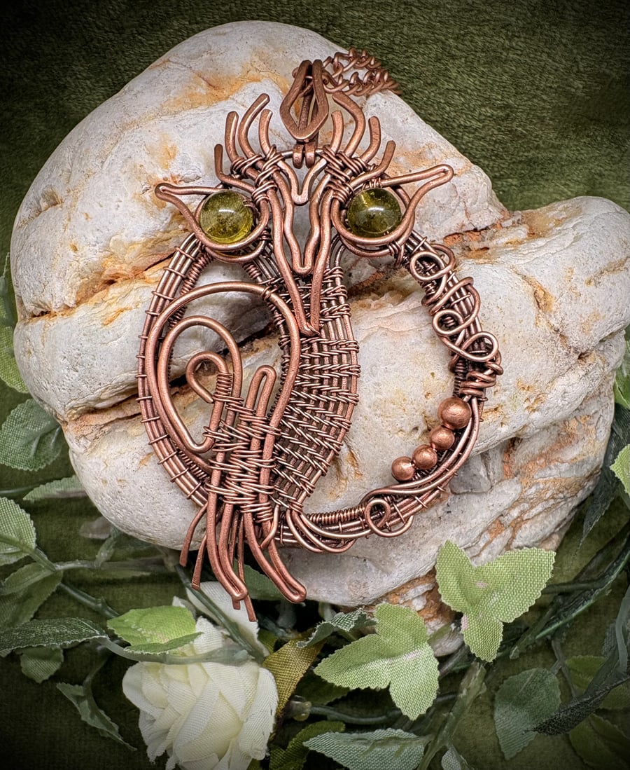 Antique Copper Owl pendant
