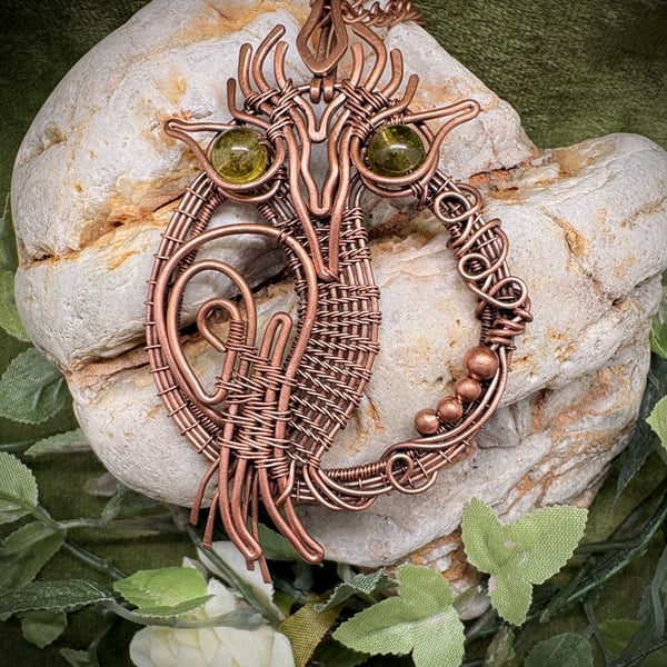 Antique Copper Owl pendant