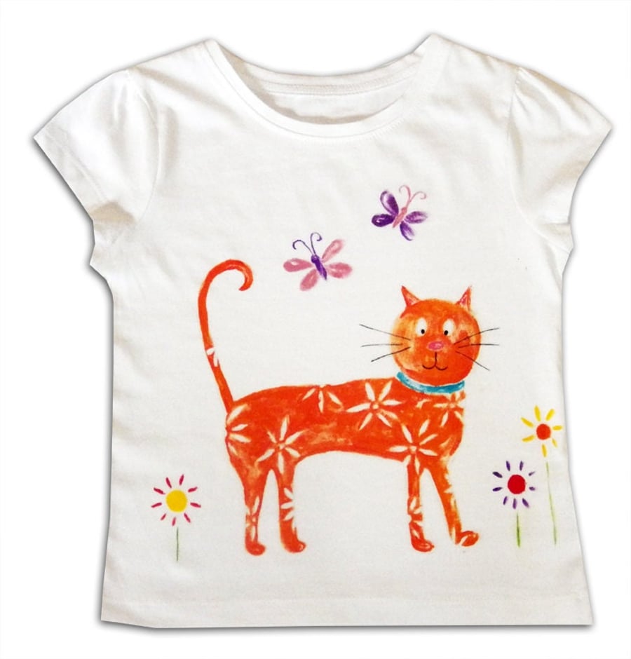 Girls Cat T-Shirt, Girls Clothing, Cat Gift