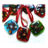 3 Fused Glass Christmas Tree Jewel Decorations 