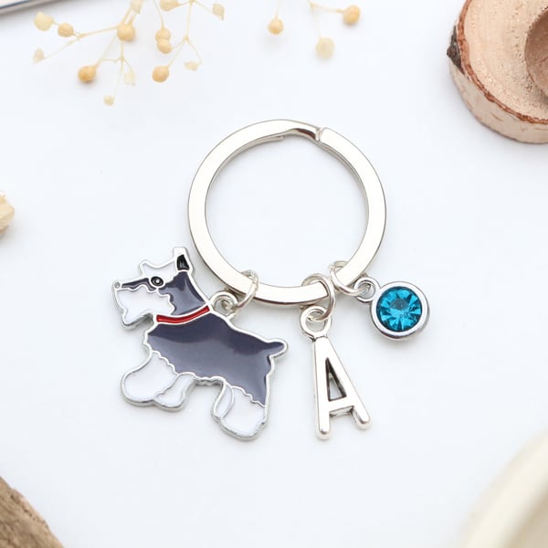 Personalised Miniature Schnauzer Keyring - Dog Lover Gift, Frenchie, Custom Pet 