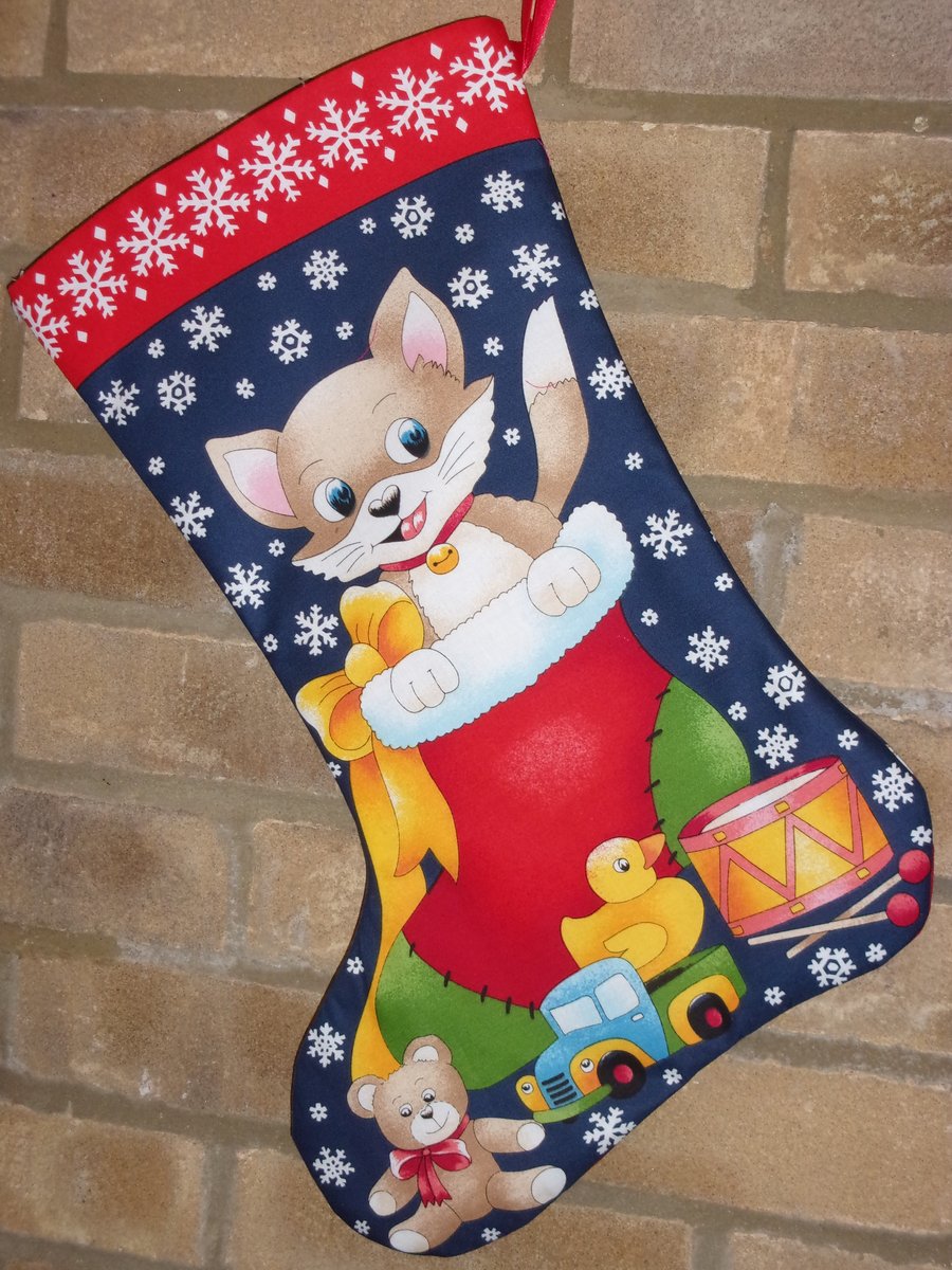 Kitten in a Stocking & Cheeky Elf Christmas Stocking