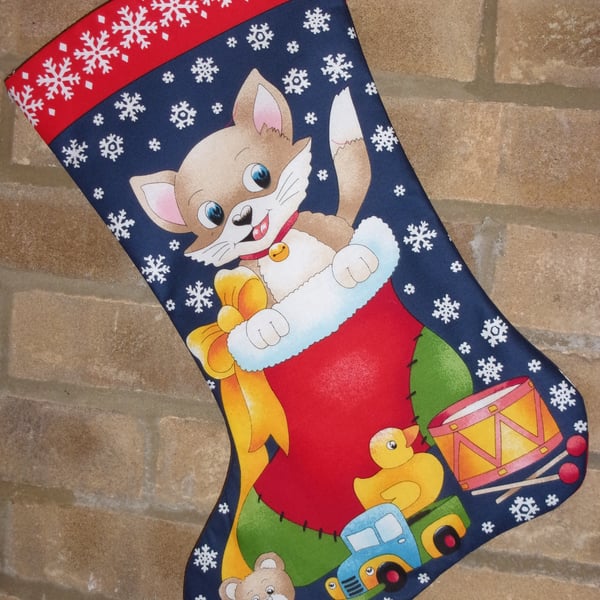 Kitten in a Stocking & Cheeky Elf Christmas Stocking