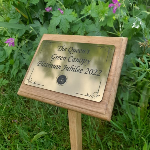  The Queen's Green Canopy Plaque Oak Woodland  Jubilee Commemorative Plaque