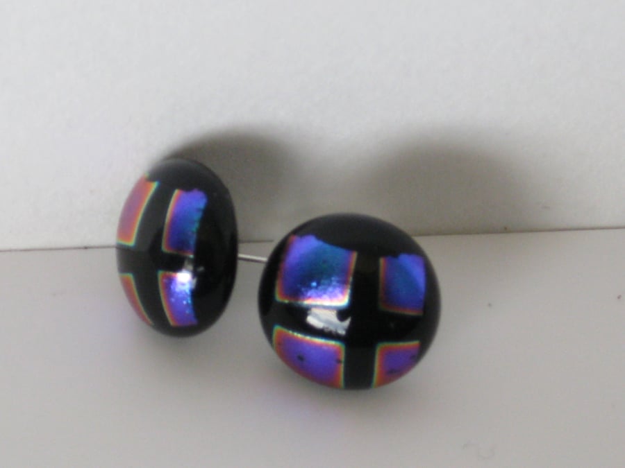Fused dichroic glass stud earrings