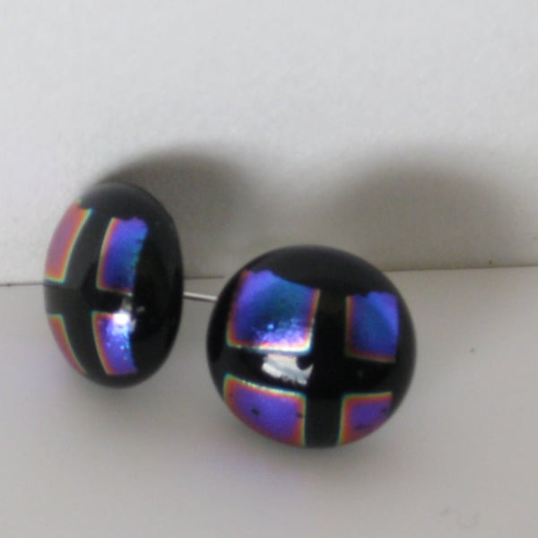 Fused dichroic glass stud earrings