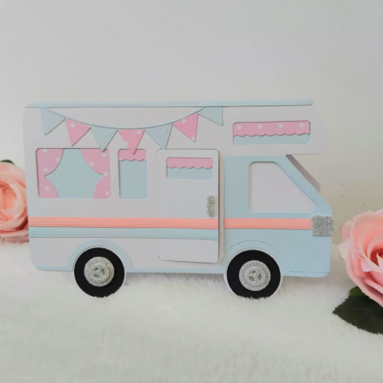 Campervan Shaped Card, Handmade Campervan Card    