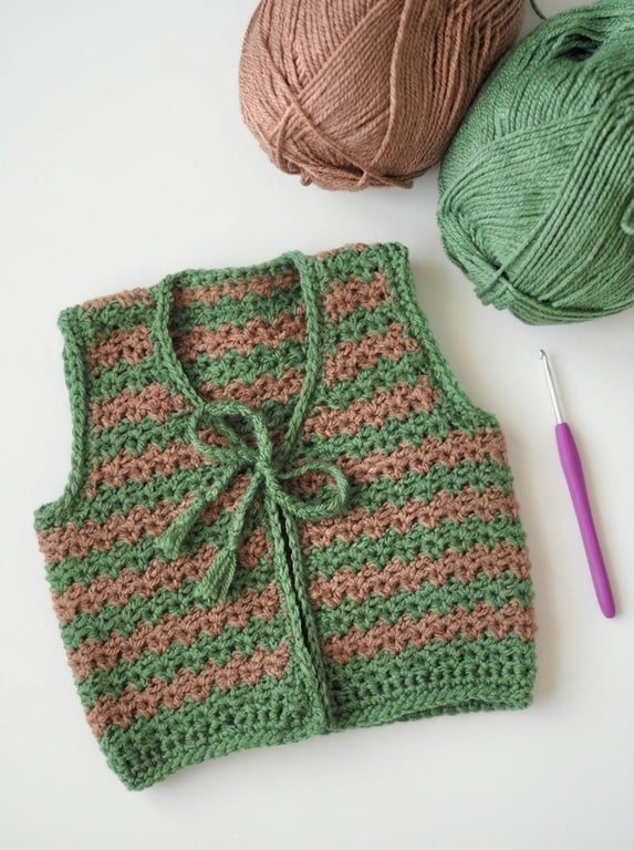 Crochet baby waistcoat 0-6 months