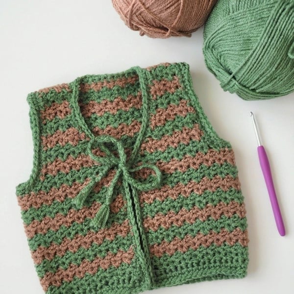 Crochet baby waistcoat 0-6 months