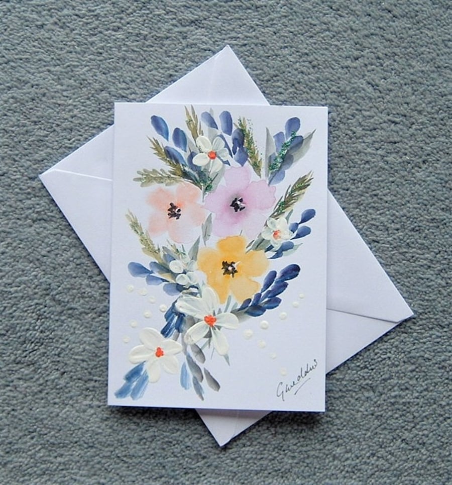 original art hand painted greetings card ( ref F 306 E1 )