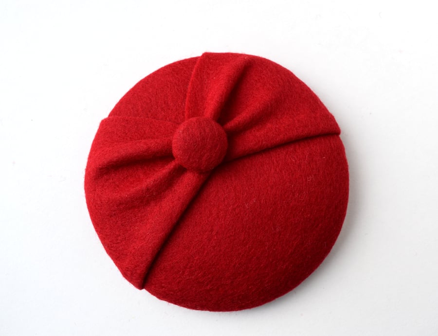 Mini Red Fascinator Hat - Wedding, Tea Party Hat, Vintage Retro Style