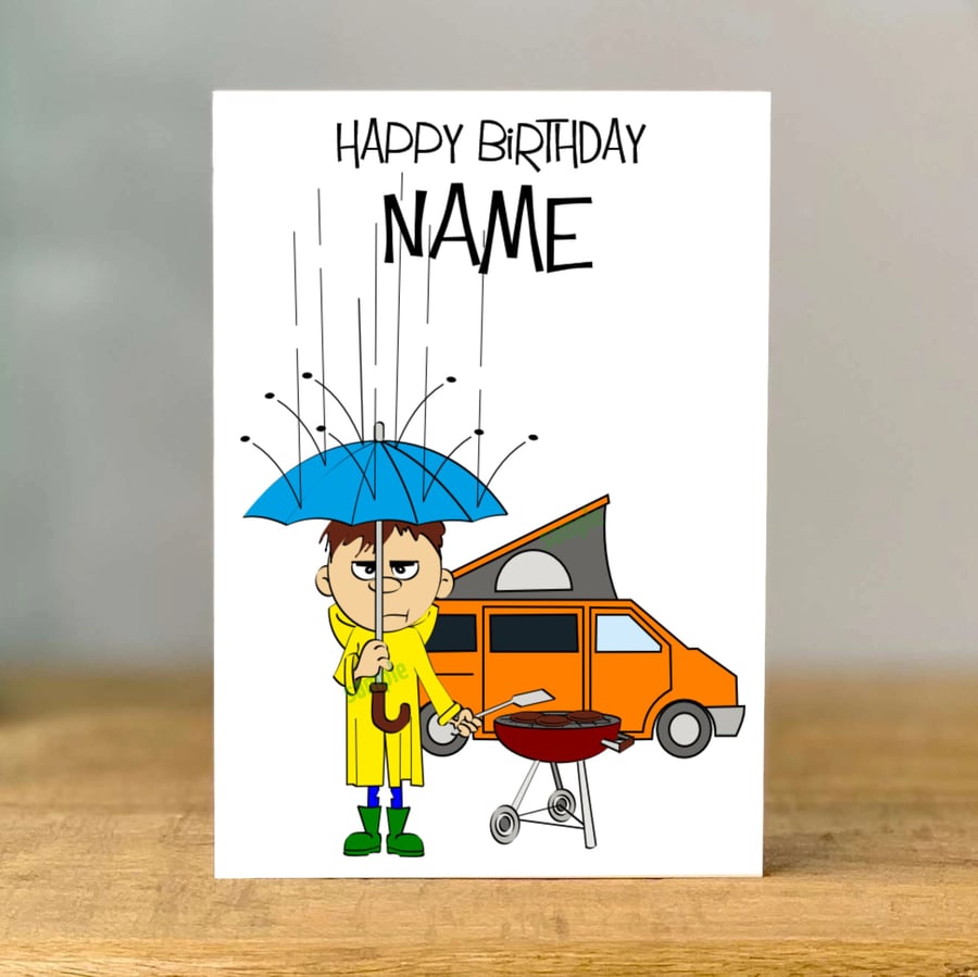 Personalised Campervan Birthday Card, VW, Bestie, Dad, Son, Mum, Motorhome,