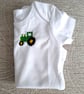 Green tractor, baby vest, age 9-12 months, hand embroidered