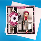 Teenage Girl Birthday Card, Large Card, Decoupage 