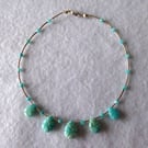 Amazonite Carved Teardrop and Sterling Silver Anklet