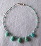 Amazonite Carved Teardrop and Sterling Silver Anklet