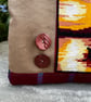 Repurposed sunset tapestry large soft pouch with floral lining - Image 3