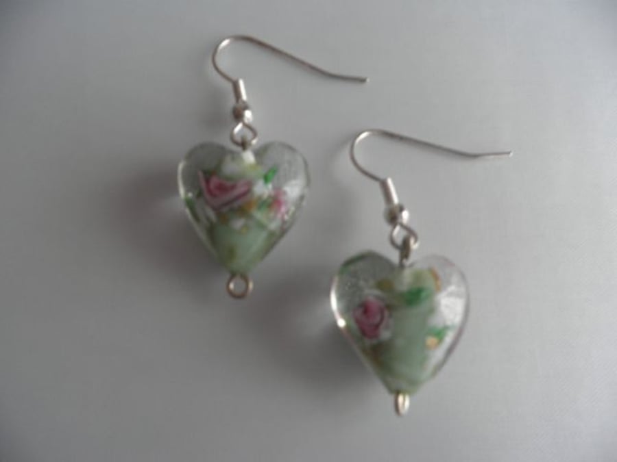 Green Heart Earrings