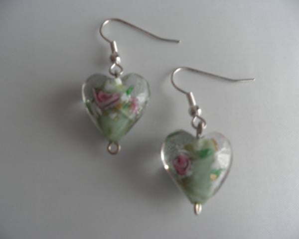 Green Heart Earrings