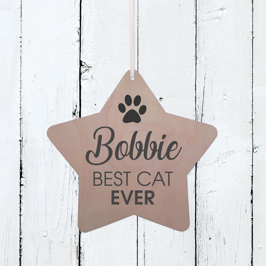 Best Cat - Personalised Hanging Star Plaque