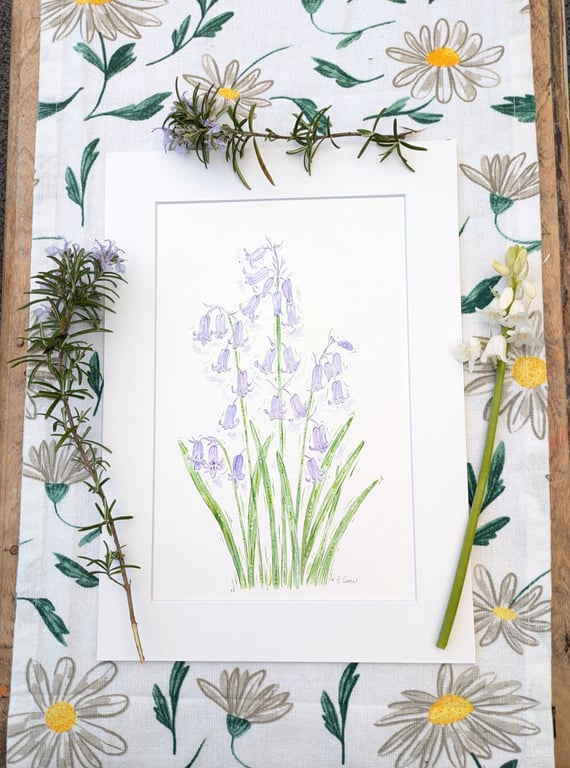 Bluebell hand-painted original watercolour painting 