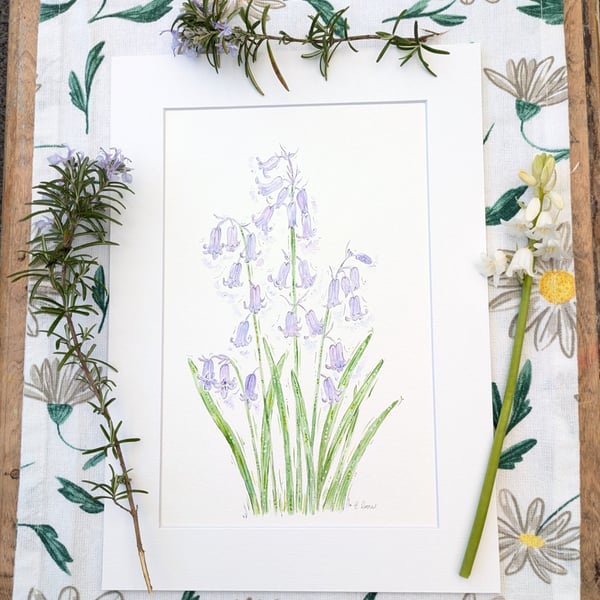 Bluebell hand-painted original watercolour painting 