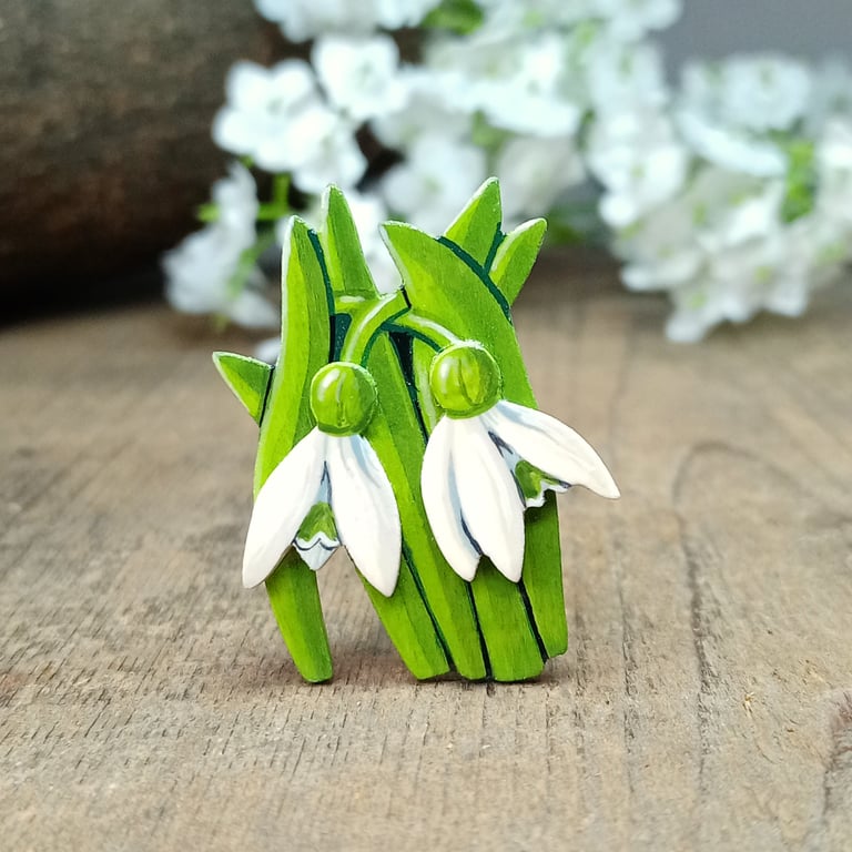 Snowdrop Brooch, Handmade January Birthday Gift, Miscarriage Keepsake Pin