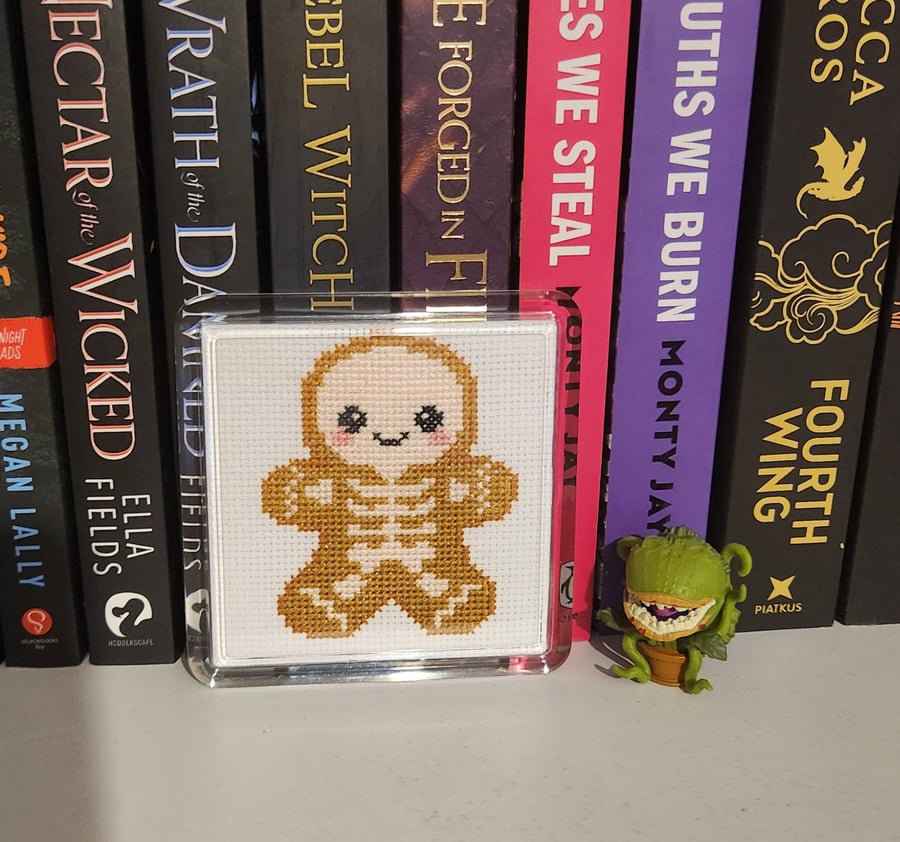 Image of Skeleton Gingerbread Man Coaster cross stitch