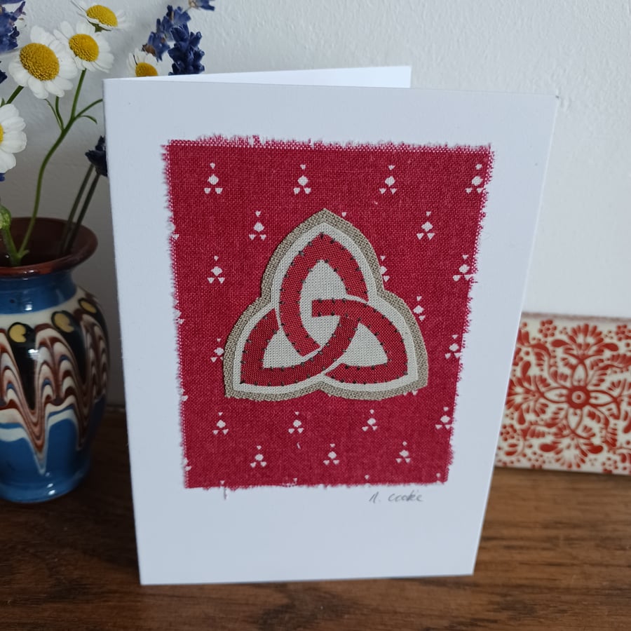 Celtic Triple Knot hand stitched Card - CLEARANCE