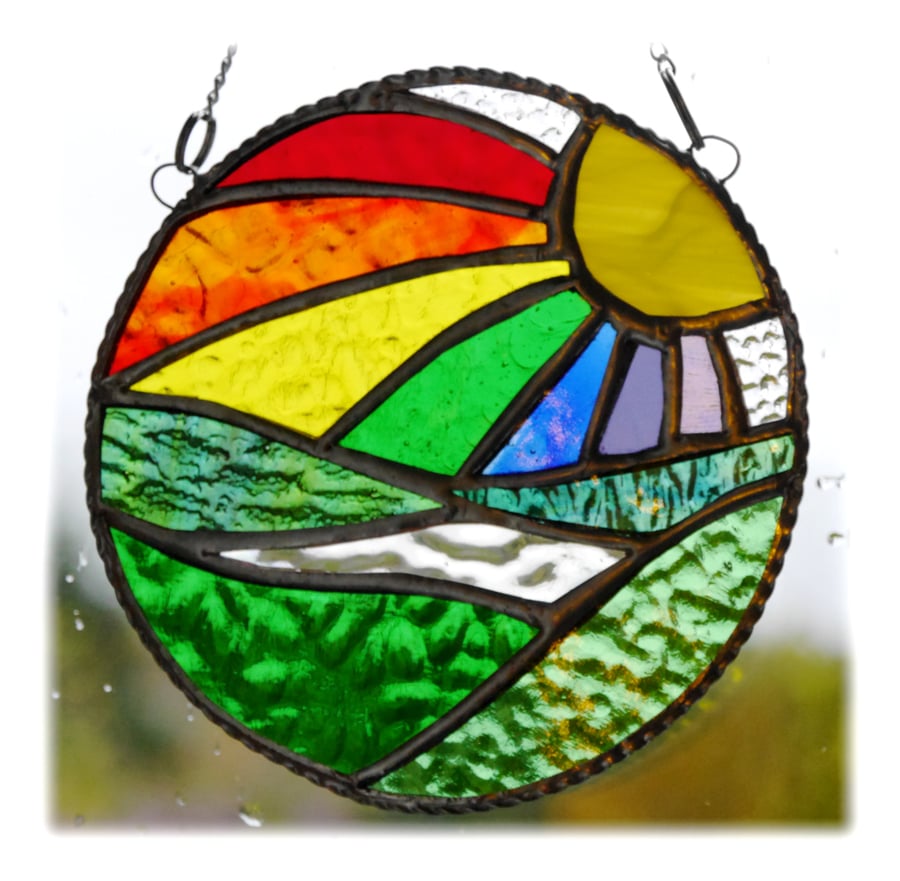 New Day Stained Glass Suncatcher Handmade Rainbow Ring 010
