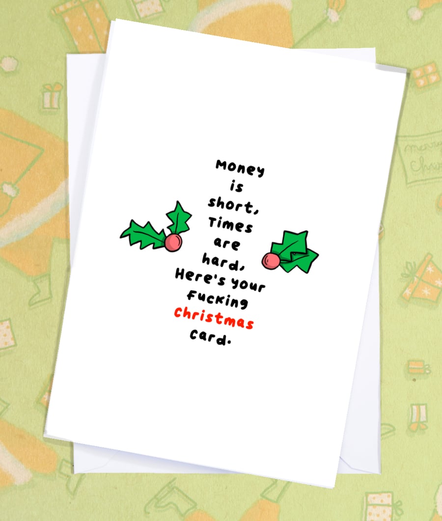 Funny Rhyming Christmas Card for a friend or relative that likes swearing cards
