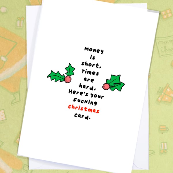 Funny Rhyming Christmas Card for a friend or relative that likes swearing cards