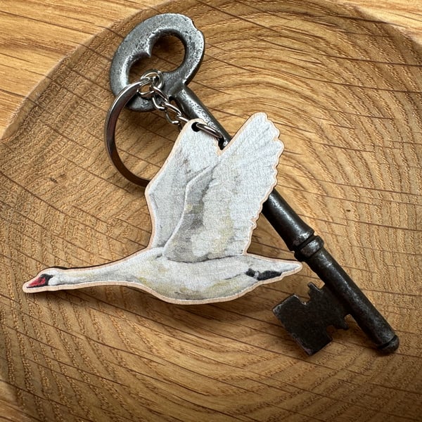 Swan Wooden Keyring